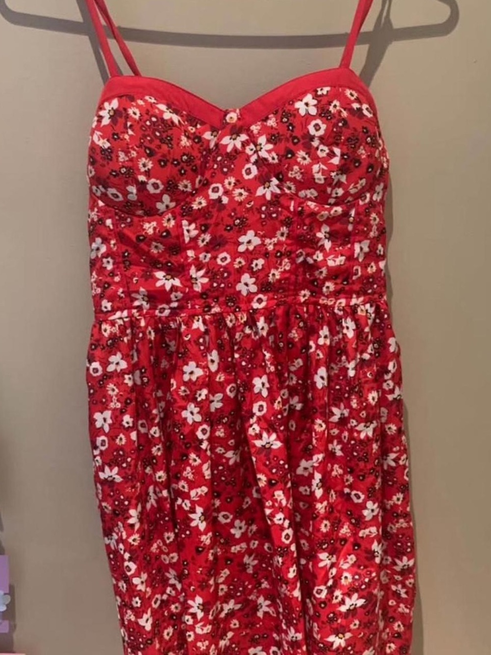 Red Floral BOG collective Sundress with Sweetheart Neckline bustier structured